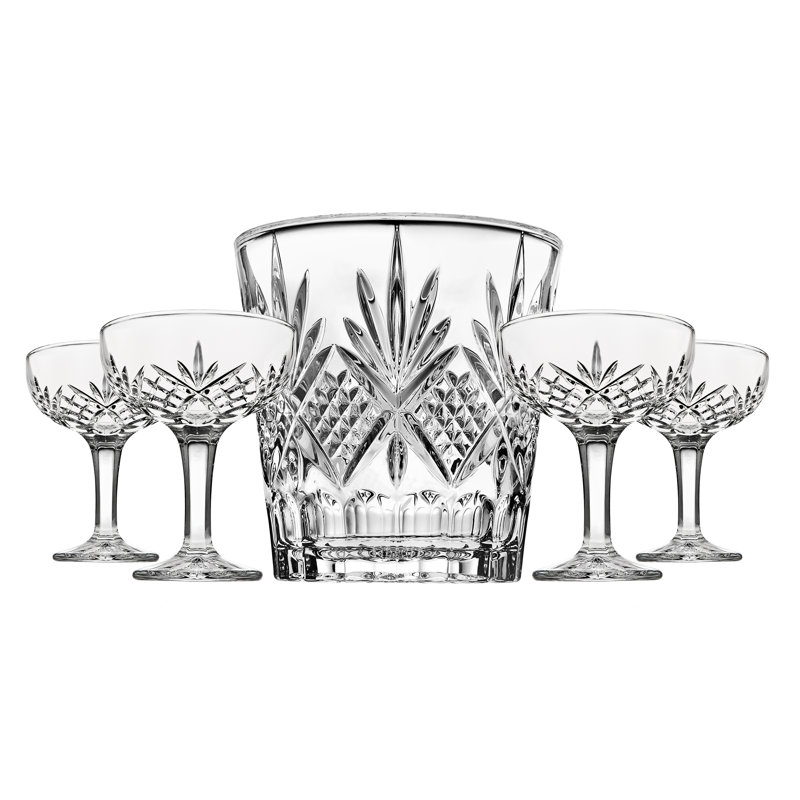 Ensemble de seau à glace 67 oz et coupe à champagne 6 oz Dublin Crystal
