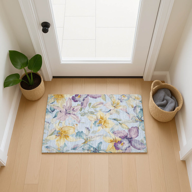 Machine Washable Indoor/Outdoor London ACN2262 Floral Rug