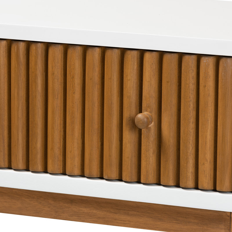 Console à 1 tiroir Amarin en bois brun, blanc, H 31,24 po x l 35,22 po x P 11,64 po