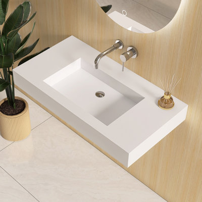 Lavabo de salle de bain mural 35 "à surface solide