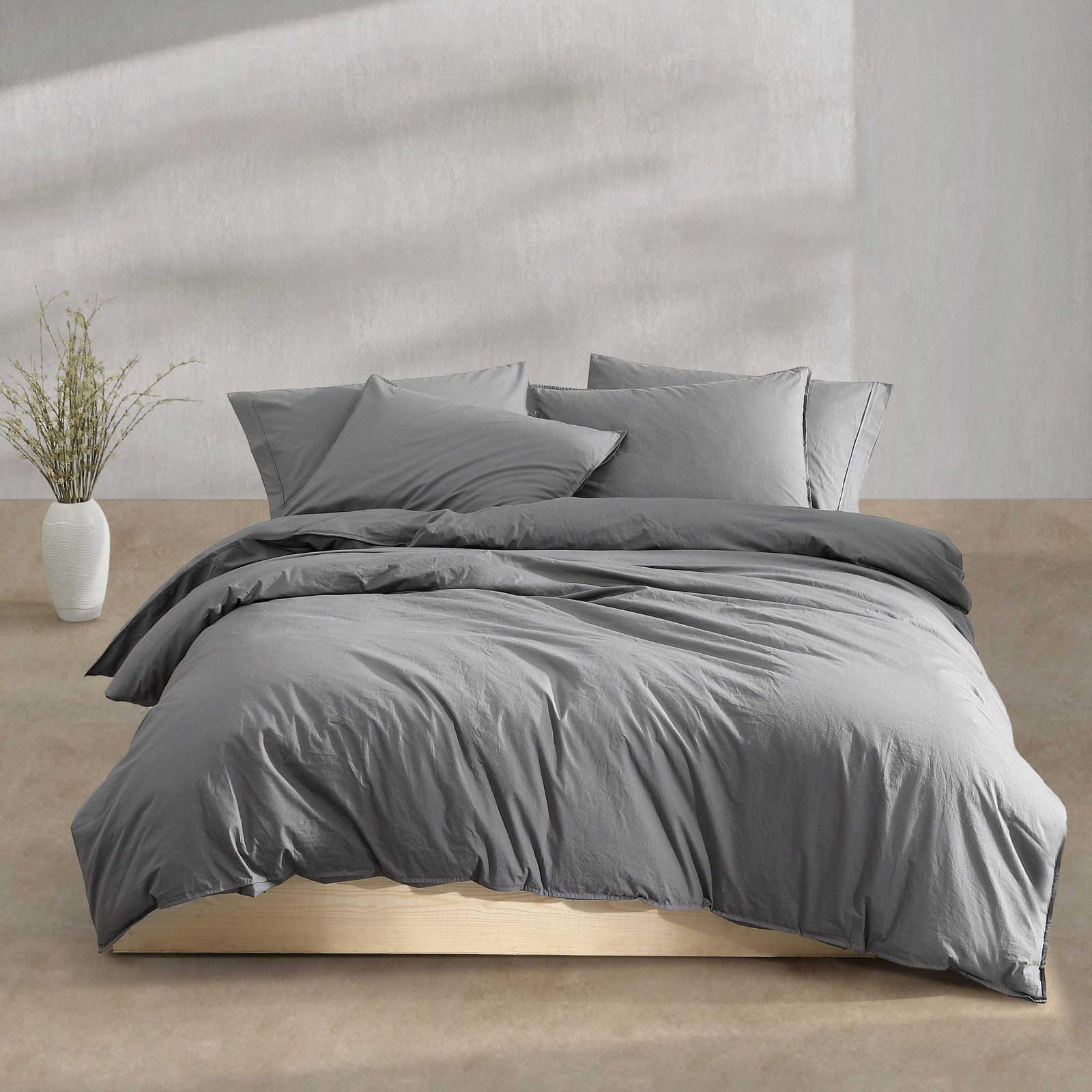 Calvin Klein Washed Percale Cotton Solid Comforter Set, Camel Brown, Twin/Twin XL Comforter + 1 Standard Sham