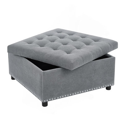 Storage Ottoman, Tufted Footstool, Nailhead Trim Ottoman, Square Storage Ottoman, Upholstered Coffee Table, Bedroom Storage, Living Room Accent, Small Space Furniture, Home Decor.