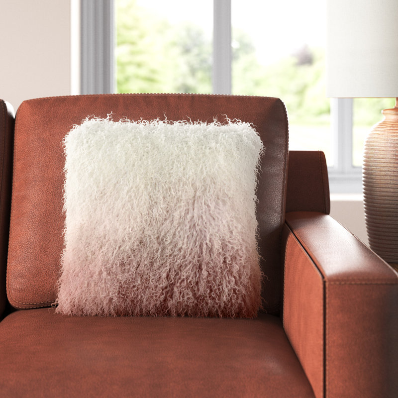 Winson Genuine Sheep Skin Throw Pillow, 15.75" H x 15.75" W, Copper