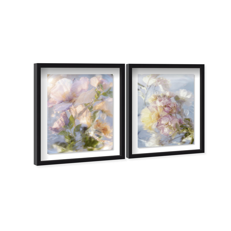 Floral Haze Set Set by Oliver Gal, 21.5"H x 25.5"W, Black Shadowbox