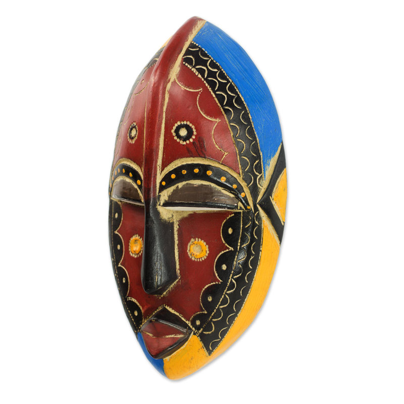 Décoration murale masque de bois traditionnel