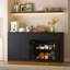 Buffet avec rangement, grande armoire de rangement avec 2 tiroirs et 4 portes, table basse en bois pour la salle à manger, noir