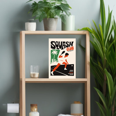 California Squash Club Retro Vintage Abstract Palm Tree City Landscape Wall Art Print by Patryk Krygowski - Wrapped Canvas Print