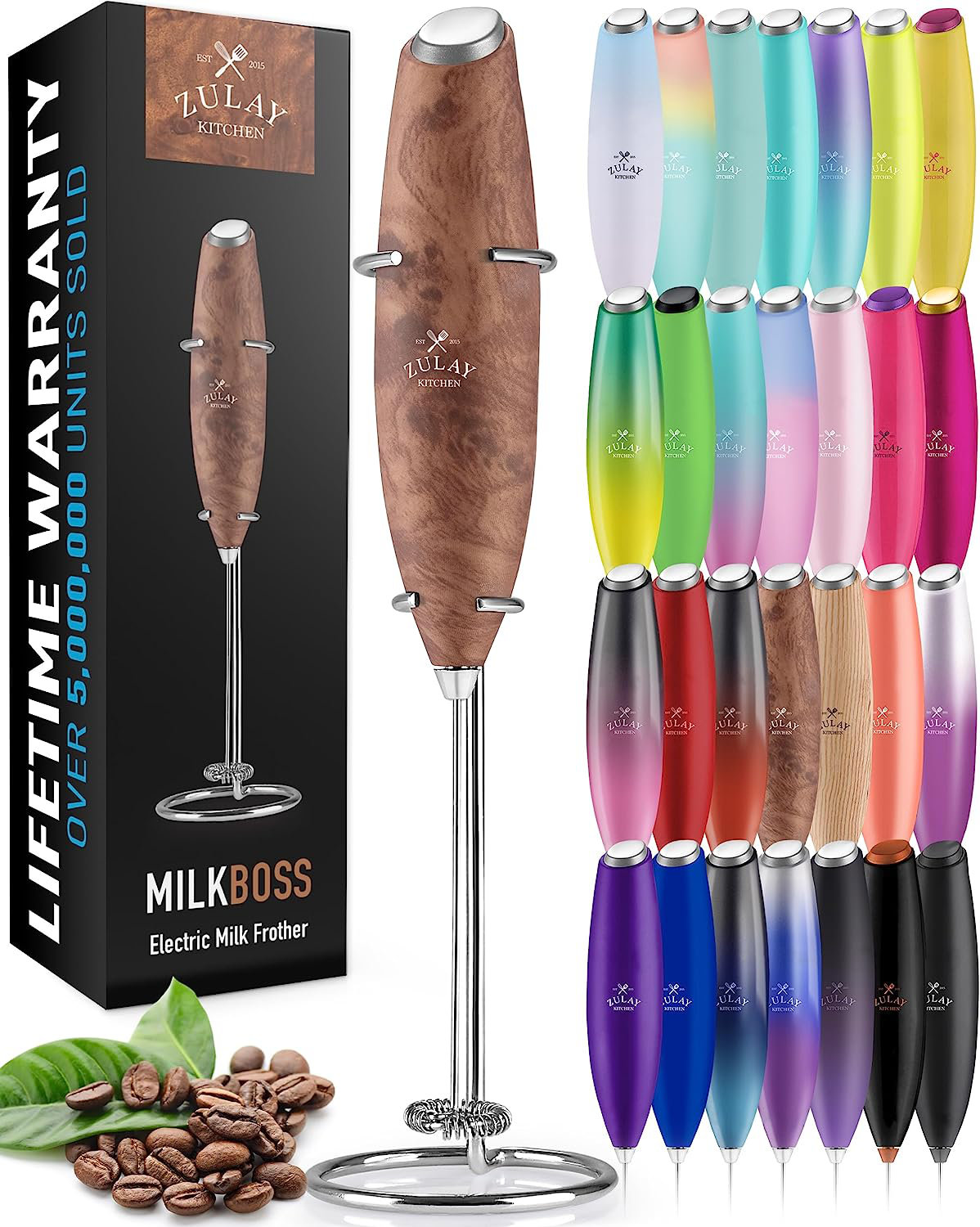 Zulay Kitchen MILK BOSS Milk Frother With Stand - Metallic Ice