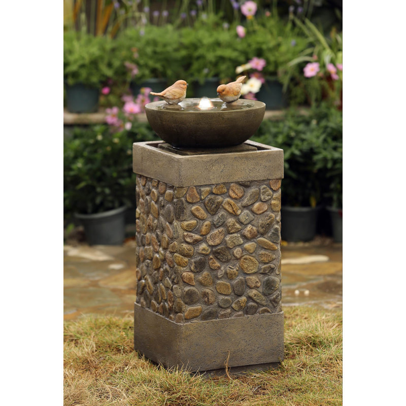 Boldman Hand Crafted Weather Resistant Floor Fountain with Light