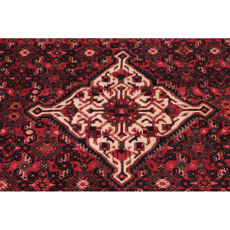Tapis rouge antique en laine noué à la main Tabriz Gordon rétro - 7 pi 0 po x 9 pi 8 po
