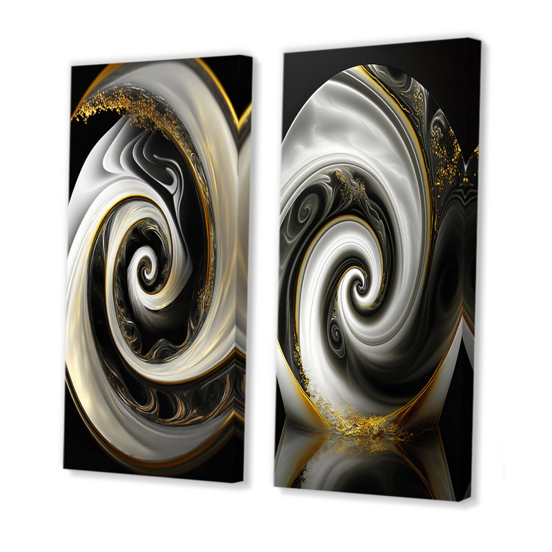 «Abstract Modern Swirl», 2 pièces sur toile, Toile tendue, H 20 po x l 24 po