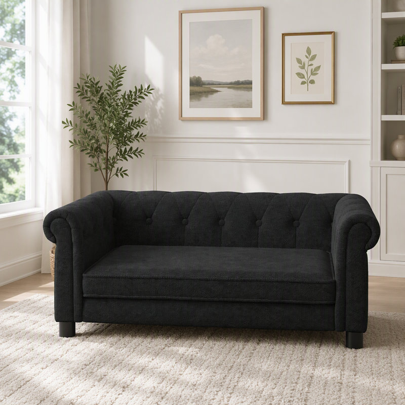 durable elevated dog sofa bed, Black