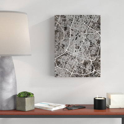 Austin Texas City Map Black by Michael Tompsett - Graphic Art on Canvas