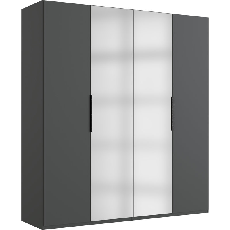Guardino 4 Door Wardrobe, 236cm H x 200cm W x 58cm D, Graphite