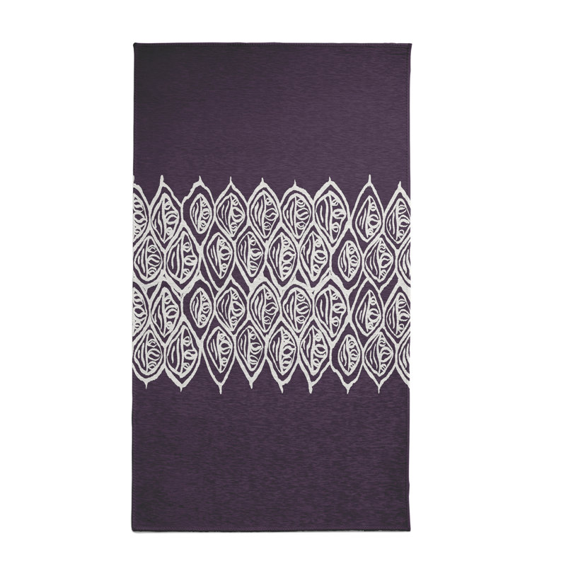 Tapis mauve à motif géométrique, Rectangle 3 pi x 5 pi