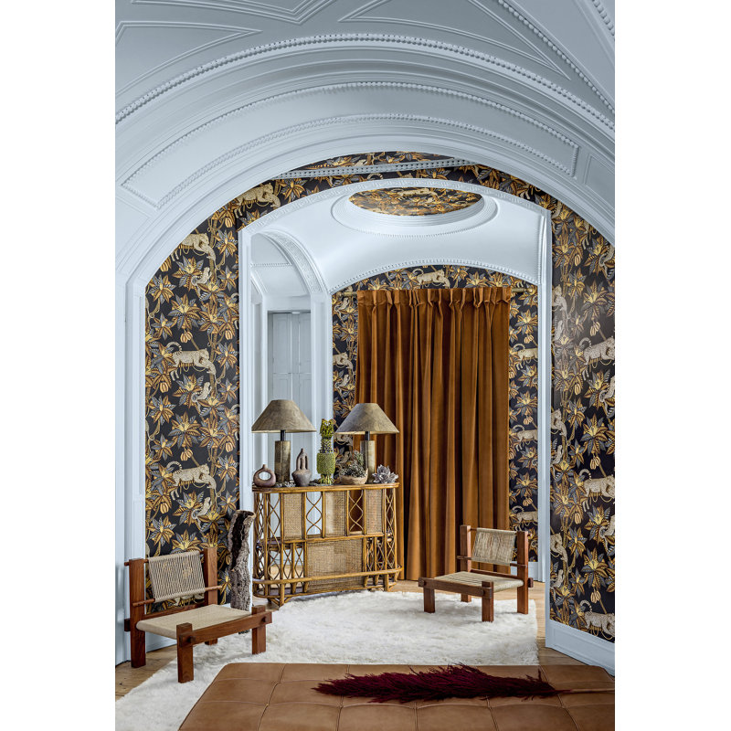 Ardmore-Jabula Satara 33' L x 20.5" W Wallpaper Roll, Burnt Orange/Sand/Black