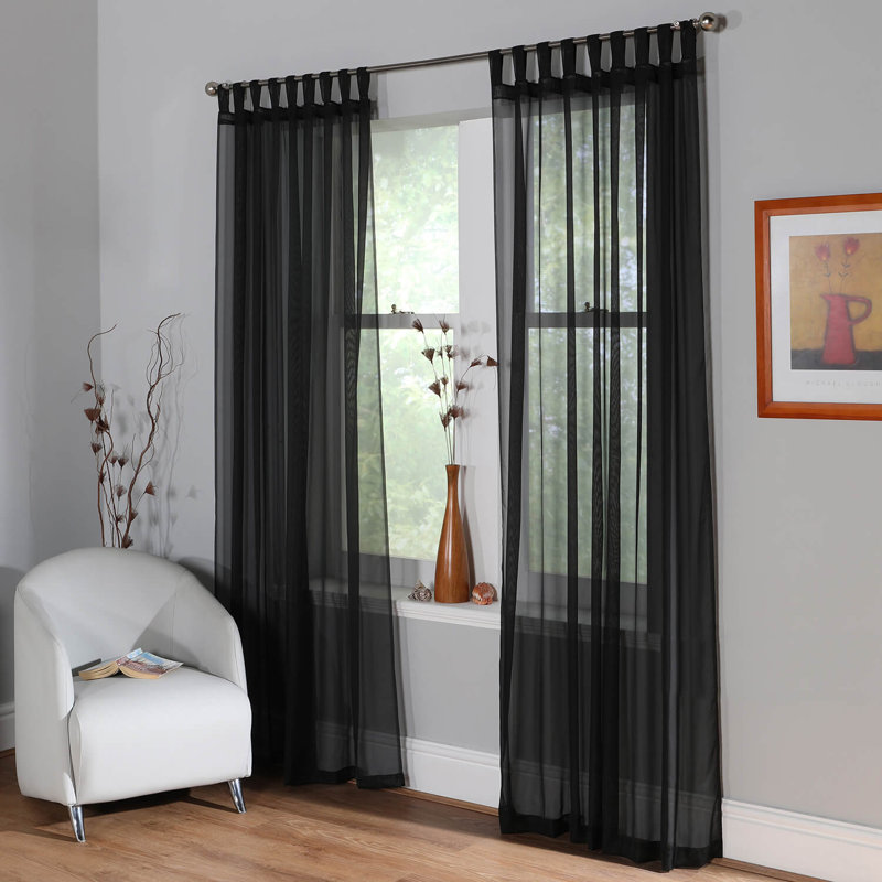 Mitthun Semi Sheer Pair, 149cm Width x 122cm Drop, Black