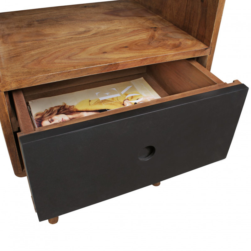 Uecker 40cm W Solid Wood Bedside Table, Black