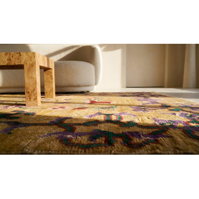 Antique Art Deco Small Scatter Size Wool Ivory Beige Cream White Rug