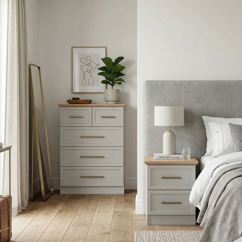 Shine Bedroom Pair Set, Light Grey