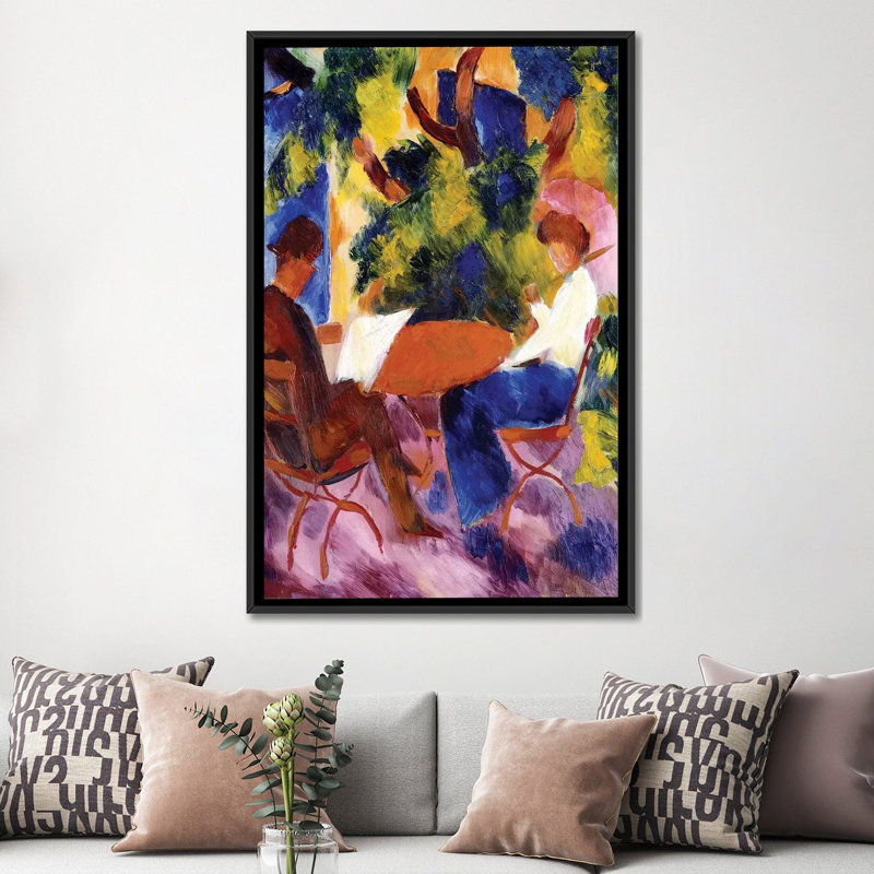 «At the Garden Table, 1930», reproduction sur toile, H 26 po x l 18 po x P 1,5 po, Toile avec cadre noir, Pas de tapis