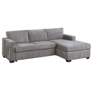 L-Shaped Sectional Sofa 2Pc Square Arms Plastic Legs Right Arm Chaise Left Arm Sofa Light Gray Finish Primary Living Room
