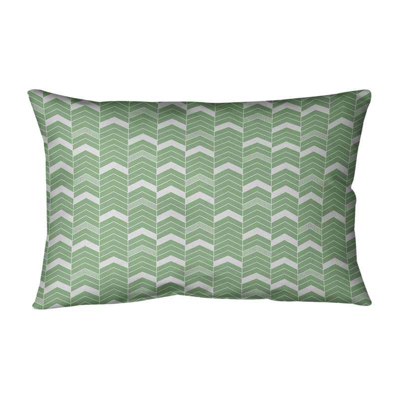 Coussin Rhonda, H 14 po x l 20 po, Vert / blanc, Duvet / Plumes