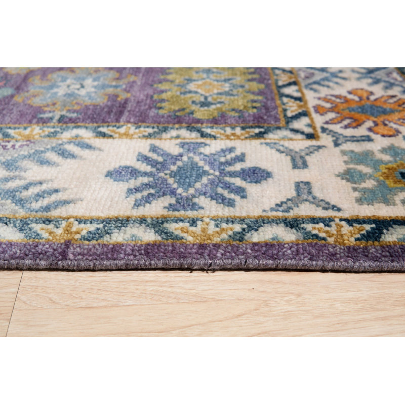 Purple Hand-Knotted Wool Floral Constellation Classic Traditional Modern Contemporary Carpet Rug, 9' x 12'