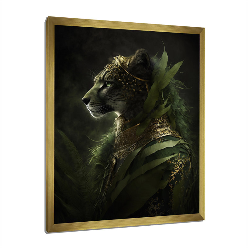 Portrait de guépard flamboyant - reproduction, H 32 po x l 16 po x P 1 po, Cadre doré à une seule photo