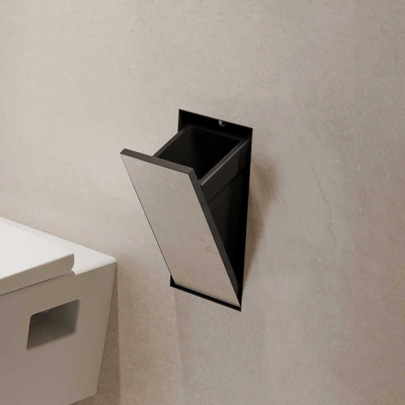 Poubelle encastrée avec tablette et porte inclinable hansgrohe XtraStoris Rock, Noir mat