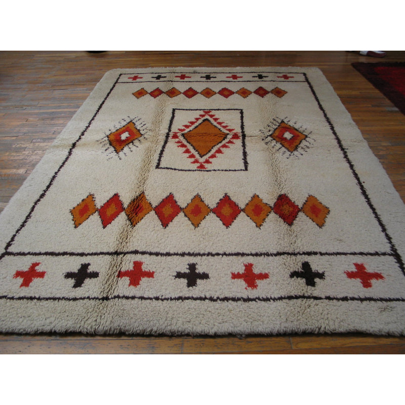 Tapis tribal rétro en laine berbère marocain