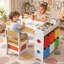 Ensemble de table et de chaises pour enfants avec rangement, table d'activités pour tout-petits, rouleau de papier de 393,8 x 17,8 po-1559524872
