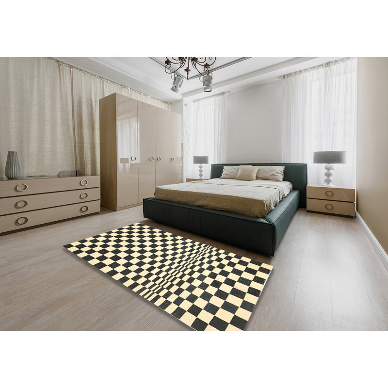 Tapis contemporain noir, Rectangle 5 pi x 8 pi