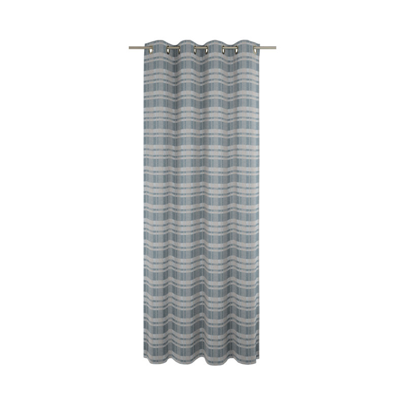 Devore Room Darkening Curtain Single Panel, 132cm Width x 145cm Drop, Blue, grey and black