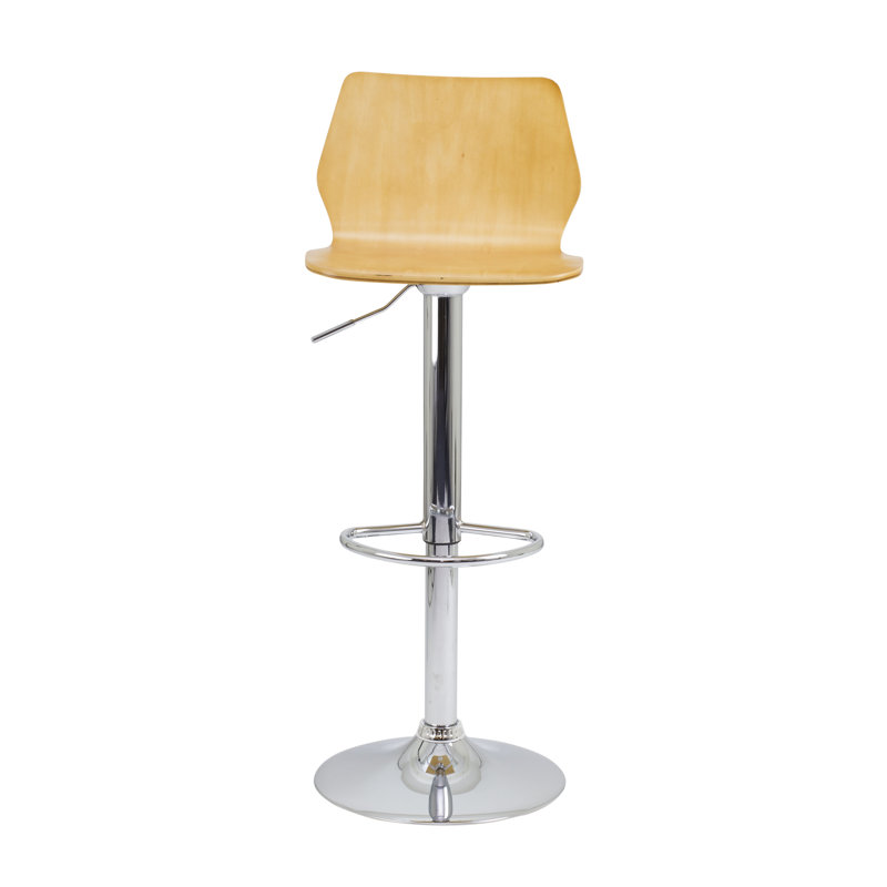 Astral Swivel Adjustable Height Counter Stool with Metal Frame, Chrome/Beech