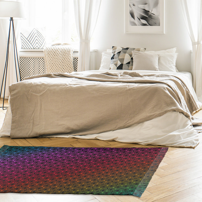 Tapis en treillis rose/rouge/vert de couleur hexagonale alternative Mcguigan, Non