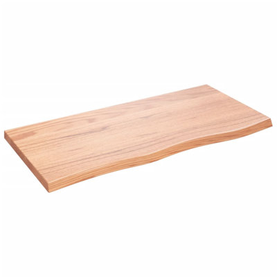 Loon Peak® Wall Shelf Light Brown 6.7"X19.7"X0.8" Treated Solid Wood Oak