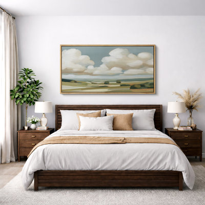 Art minimaliste de paysage nuageux, photos de chambre de bébé de ciel doux, art mural impression sur toile encadrée très grand