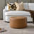 24" Wide Faux Leather Round Upholstered Ottoman-435419742