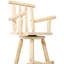 Tabouret de bar rustique - fabrication en bois de sapin, chaise avec repose-pieds, accoudoir large, tabouret de cuisine rustique, chaise de bistro haute pour salle à manger, restaurant, pub, 4 pieds, couleur brun clair