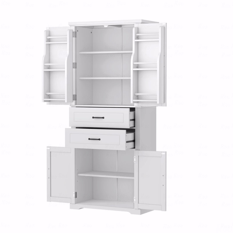 Storage Cabinet With Multi-Functional Storage Space For Kitchen/Bathroom/Dining Room/Living Room, 2 Drawers With Slide Rails, Adjustable Shelves