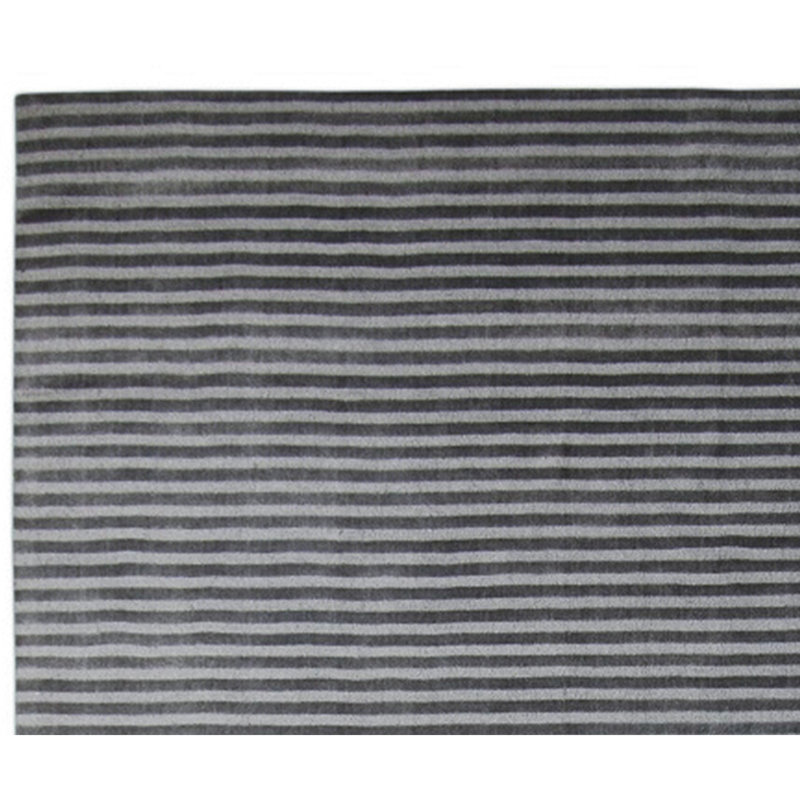 High-Quality Hand-Knotted Charcoal/Gray Area Rug, Rectangle 8' x 10', Dark Gray