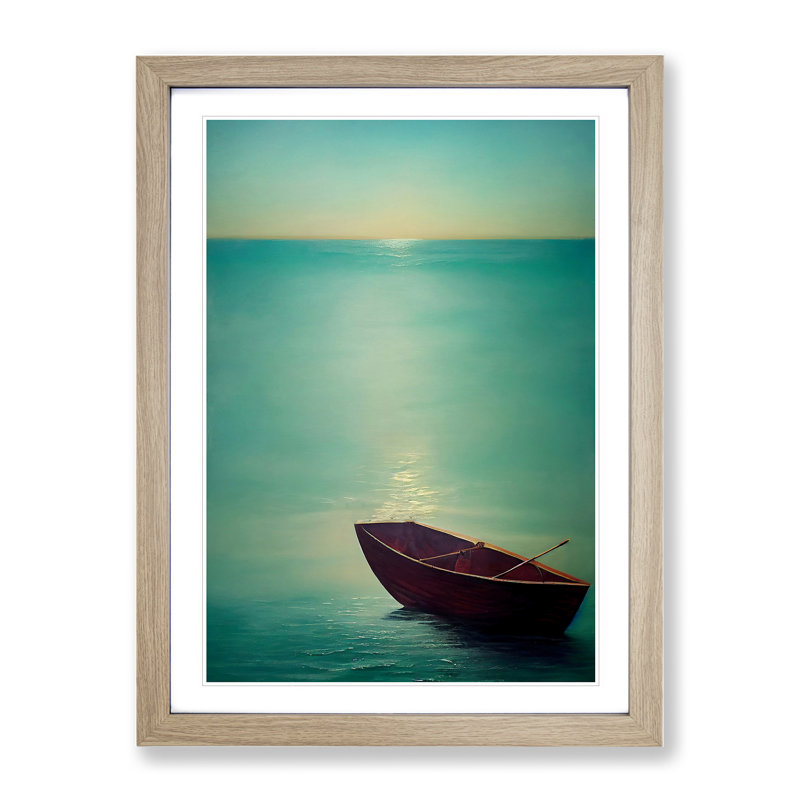 Vacant Boat - Single Picture Frame Painting, 34cm H x 25cm W x 2cm D, Oak 