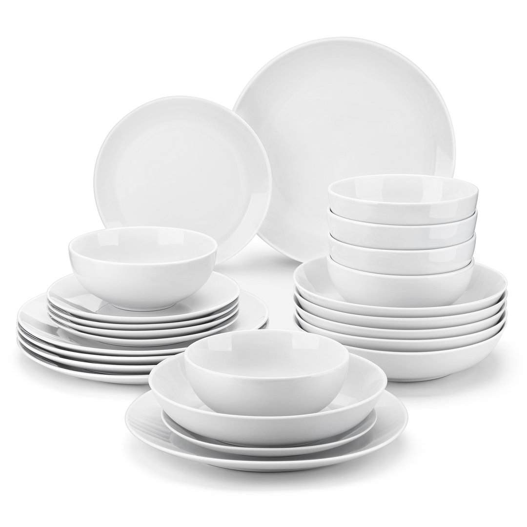 24 Piece Porcelain China Dinnerware Set - Service for 6