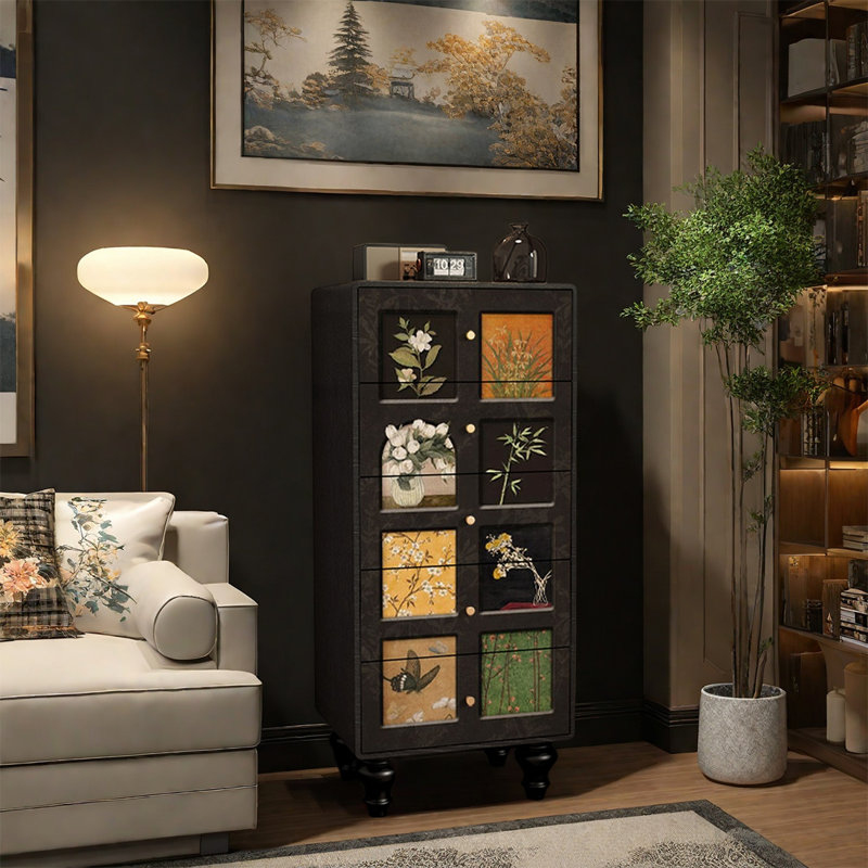 Armoire de rangement grande capacité en pin, Noir