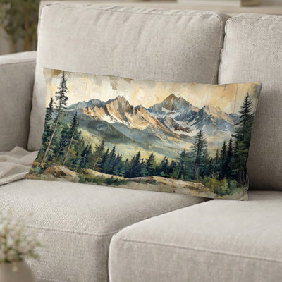 Mountains Decorative Pillow - Mountain Treescape Mountain Layers I Printed Throw Pillow