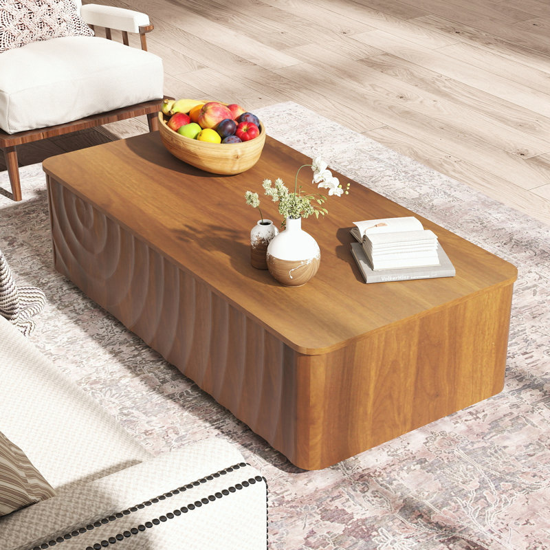 Table basse rectangulaire 47 po avec rangement, Noyer brun