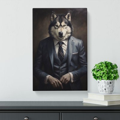 Husky In A Suit Painting No.2 - Wrapped Canvas