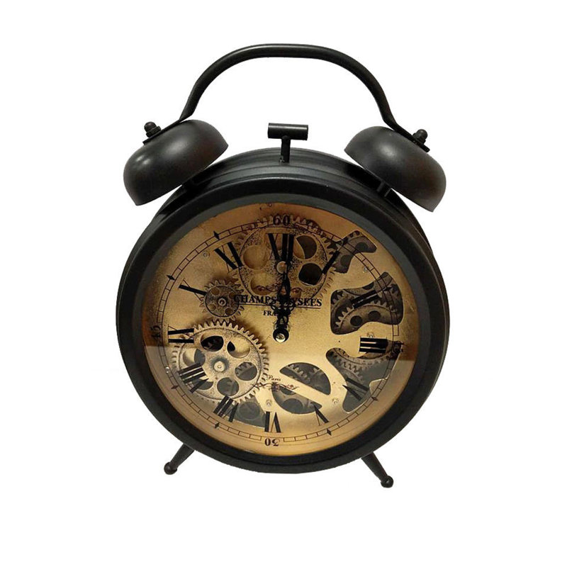 Roman Numeral Metal Quartz Movement / Crystal Tabletop Clock in