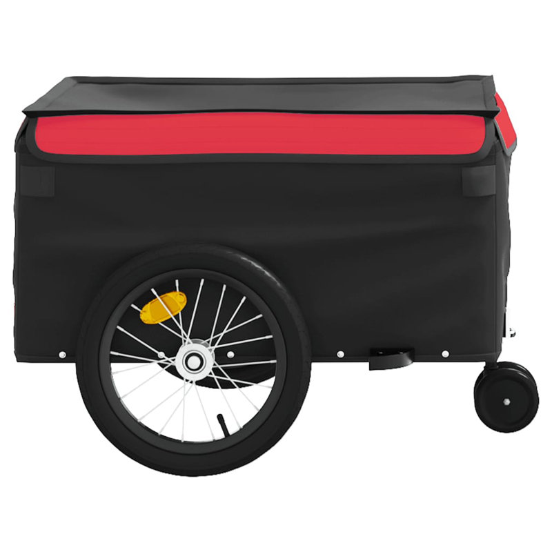 Red and Black Iron Bicycle Cargo Trailer with Tow Bar